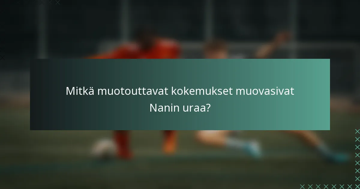 Mitkä muotouttavat kokemukset muovasivat Nanin uraa?