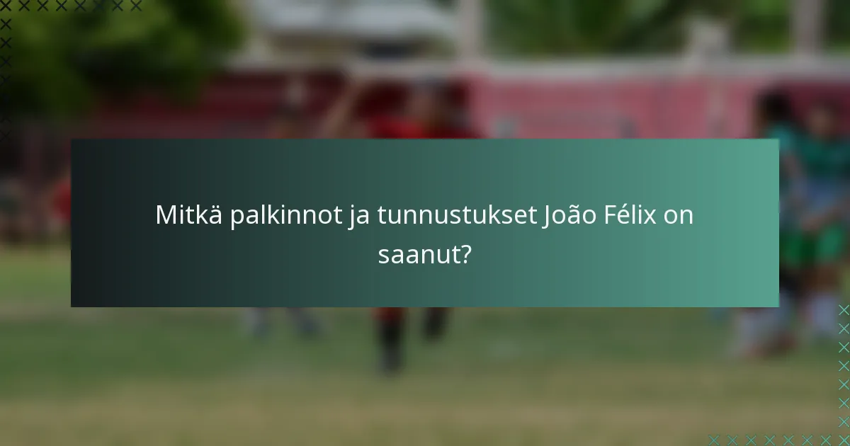 Mitkä palkinnot ja tunnustukset João Félix on saanut?
